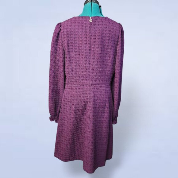 Tommy Hilfiger Women's Embossed Houndstooth Dress Purple - Size 12 - Picture 4 of 9